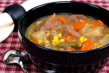 Hot bowl of rich and healthy beef stew/