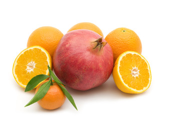 fresh fruits on white background