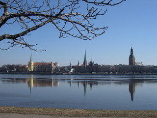 View of Riga's skyline from Daugava river