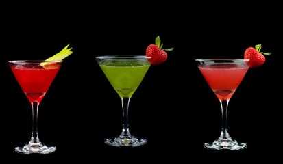 Cocktail drink on fruit/  isolated