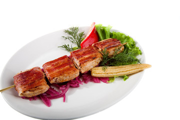 grilled meat isolated on the white background