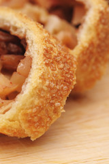 Slices of a fresh homemade apple pie (strudel)