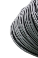 Hank of a grey network cable on a white background