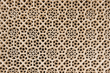 Window hand carved marble, Fatehpur Sikri. Rajasthan, India.