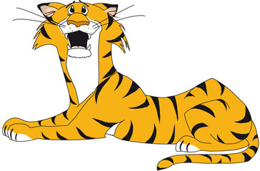 Tiger, liegend, erschrocken - 10365930