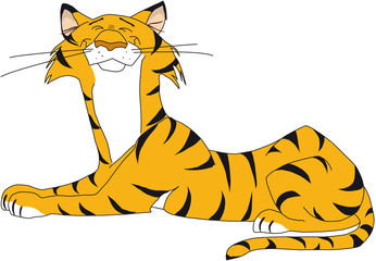 Tiger, liegend, glücklich - 10365953