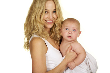 Attractive Mother with Cute Baby Boy