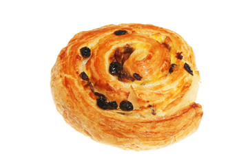 Raisin Danish pastry isolated on white