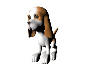 3D illustration of a cartoon puppy isolated