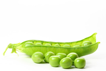 peas isolated on white background macro close up