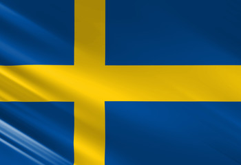 Swedish flag waving in the wind