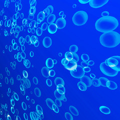 Air bubbles on a soft blue background