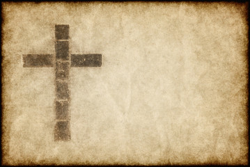 great image of a christian cross on parchment paper