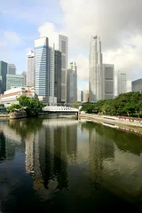 Wandcirkels tuinposter Skyline of modern business district, Singapore © Oksana Perkins