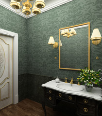 Classical design interior of bathroom. 3D render