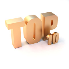 isolated 3d golden text "TOP 10"