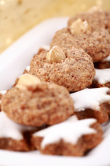 Detail of delicious Christmas cookies on the plate