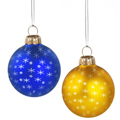 Christmas golden and blue balls