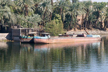 bateau cargo sur les rives du Nil