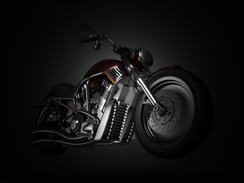 Motorcycle on a black background