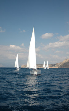 Fototapeta yachts sail in the Greece sea
