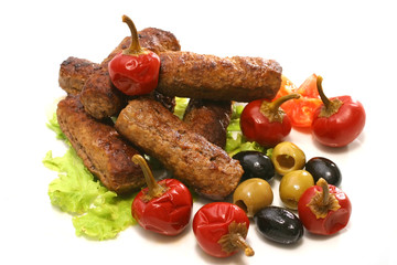 kebab rolls with olives pepper