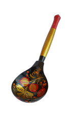 The wooden  spoon, mural to hohloma style, russia, isolated