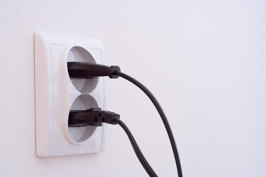 Power socket with two cables attached