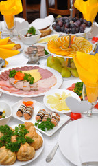 table served with various dishes