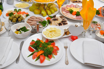 table served with various dishes