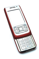 Red mobile slider phone, isolated on white