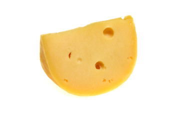 Isolated yellow hard cheese piece. Cuisine and food.