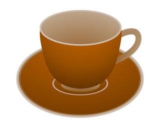 Vector of a brown cup and saucer