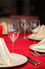 Table setting at restaurant