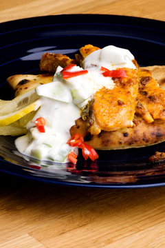 A Tantalizing Salmon Tikka With Fresh Raita Cucmber Yogurt