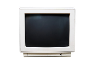 Old computer monitor  on white background