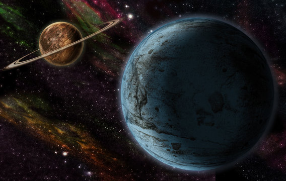 Fototapeta two planet in outer space