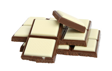 Bar chocolate on a white background.