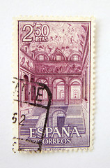 Spain postage stamp on white background