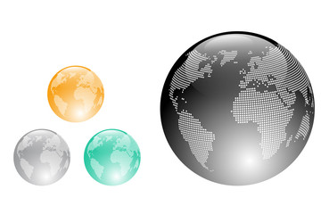Colored aqua style Earth Globes