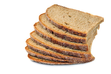 loaf of dark rye bread isolated on white