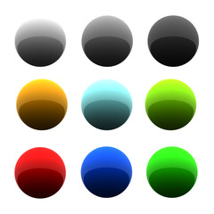 Set of glossy balls in nine different colors. 3d rendered image.