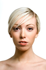 Beautiful young Blonde woman isolated on a white background