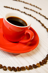 Detail of red espresso coffee cup