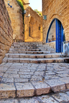 Old street in Jaffa, image process hdr