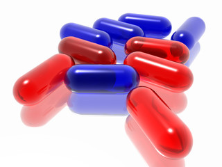 pills on white background