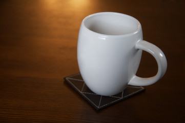 coffee cup on wood background
