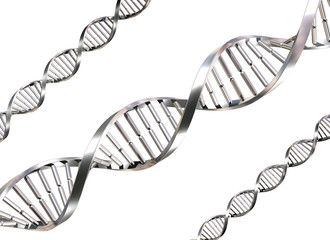 Isolated illustration of double helix DNA strands