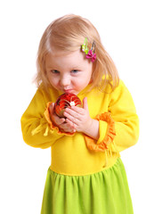 little girl with christmas ball