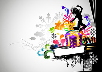 Fototapeta na wymiar Get messy with Urban Christmas party - vector illustration!